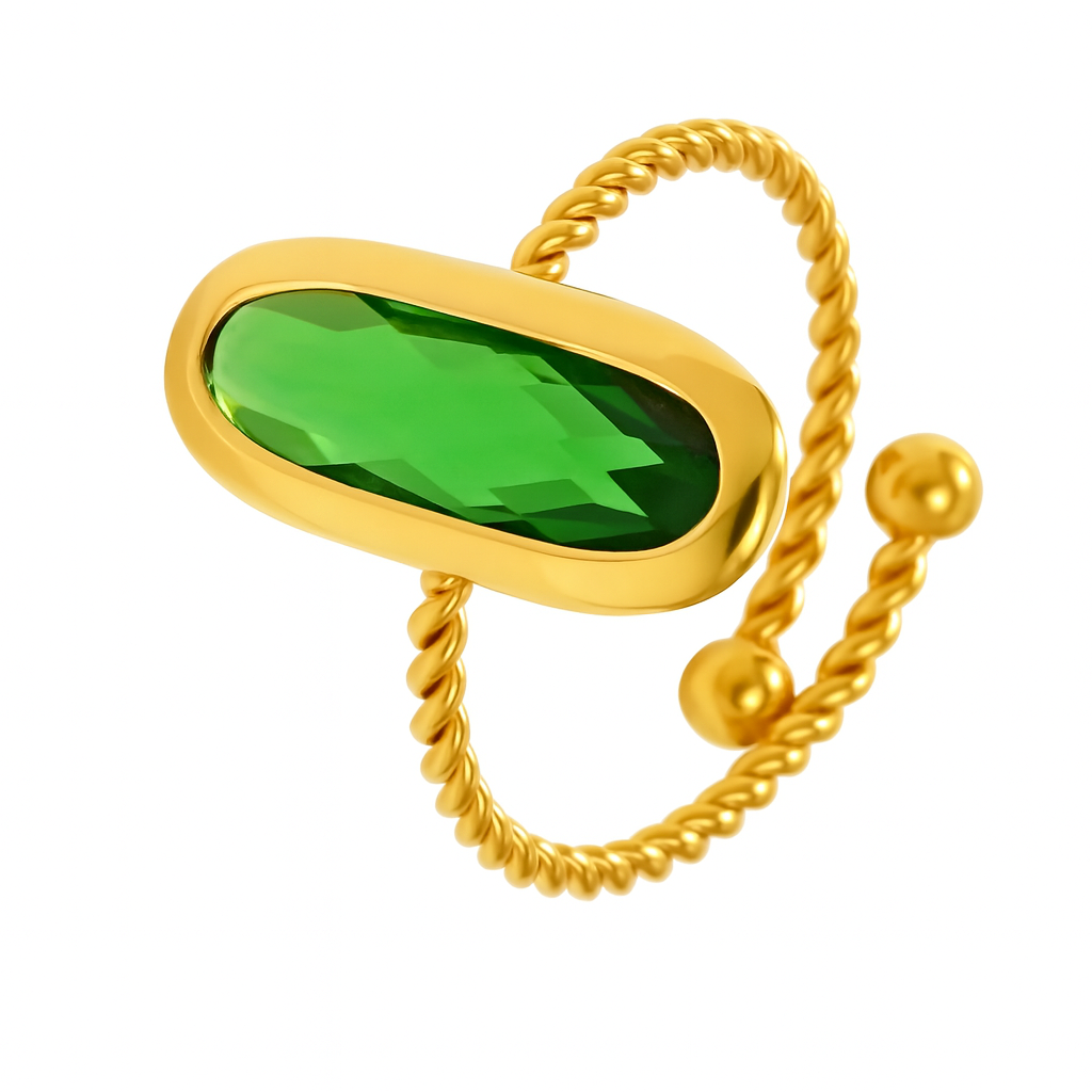 Enigma Bague Acier inoxydable doré avec cristal