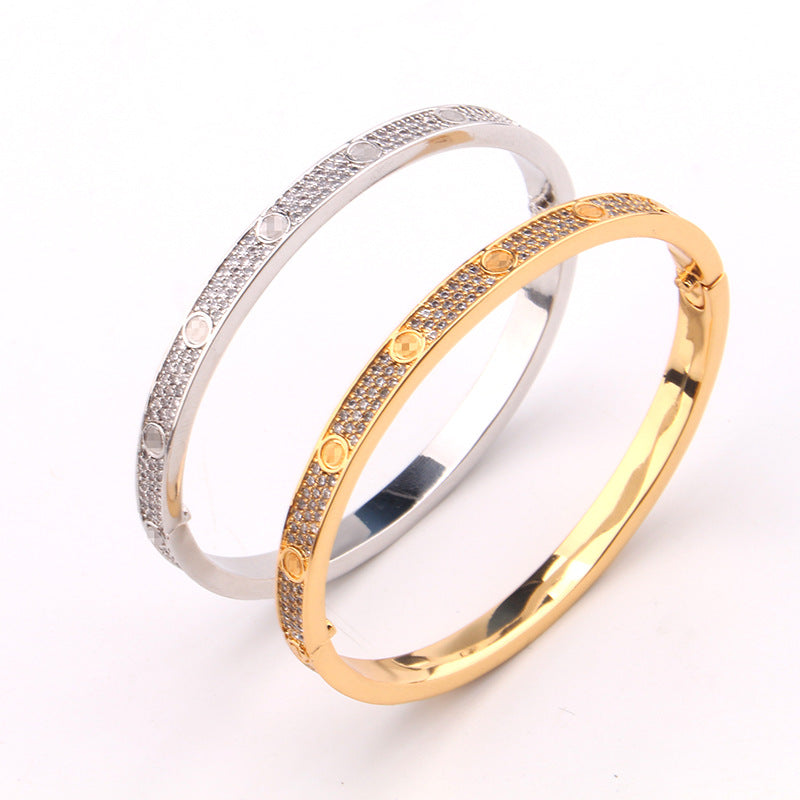 Bracelet Femme en Acier Inoxydable – Doré ou Argenté avec Zircons Étincelants