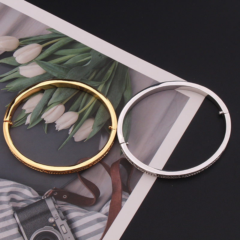 Bracelet Femme en Acier Inoxydable – Doré ou Argenté avec Zircons Étincelants