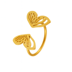 Bague Double Cœur Ajourée – Acier Inoxydable Plaqué Or 18K – Ajustable