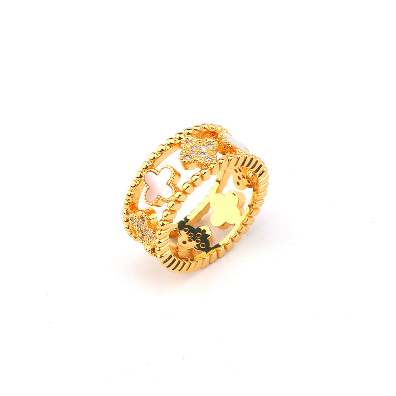 Bague Trèfle Porte-Bonheur en Agate – Bijoux Femme Chic et Élégants