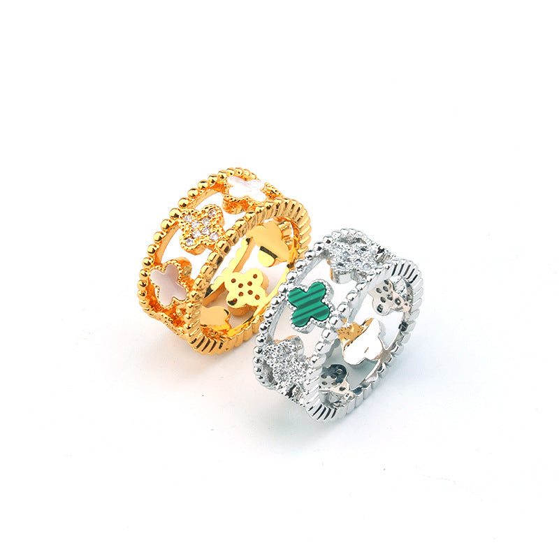 Bague Trèfle Porte-Bonheur en Agate – Bijoux Femme Chic et Élégants