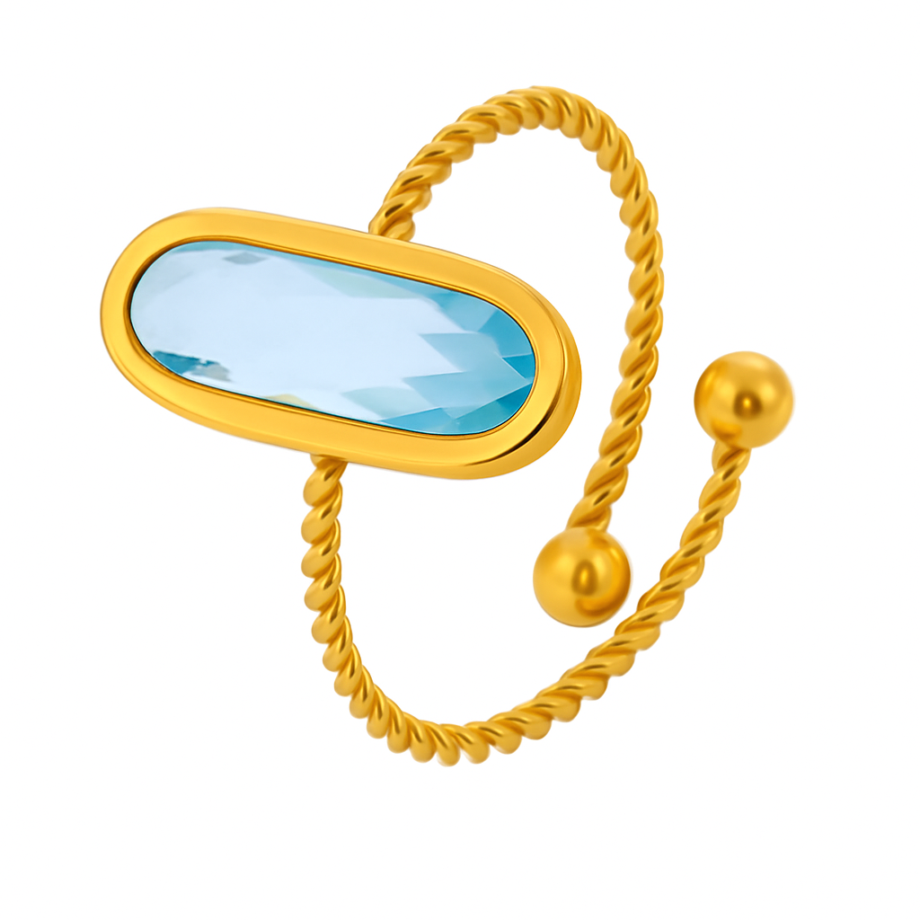 Enigma Bague Acier inoxydable doré avec cristal