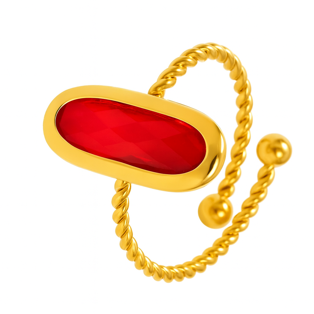 Enigma Bague Acier inoxydable doré avec cristal