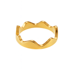Bague Vague Dorée  Acier Inoxydable Plaqué Or 18K  Largeur 12 mm