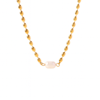 Collier Chaîne Perles Dorées avec Perle Blanche – Acier Inoxydable Waterproof & Hypoallergénique – Bijou Élégant Femme