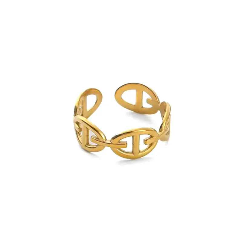 Bague en acier inoxydable Dorée à l'Or fin