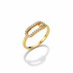 Bague Plaquée Or 18K avec Zircons  Anneau Ouvert en Acier Anti-ternissement