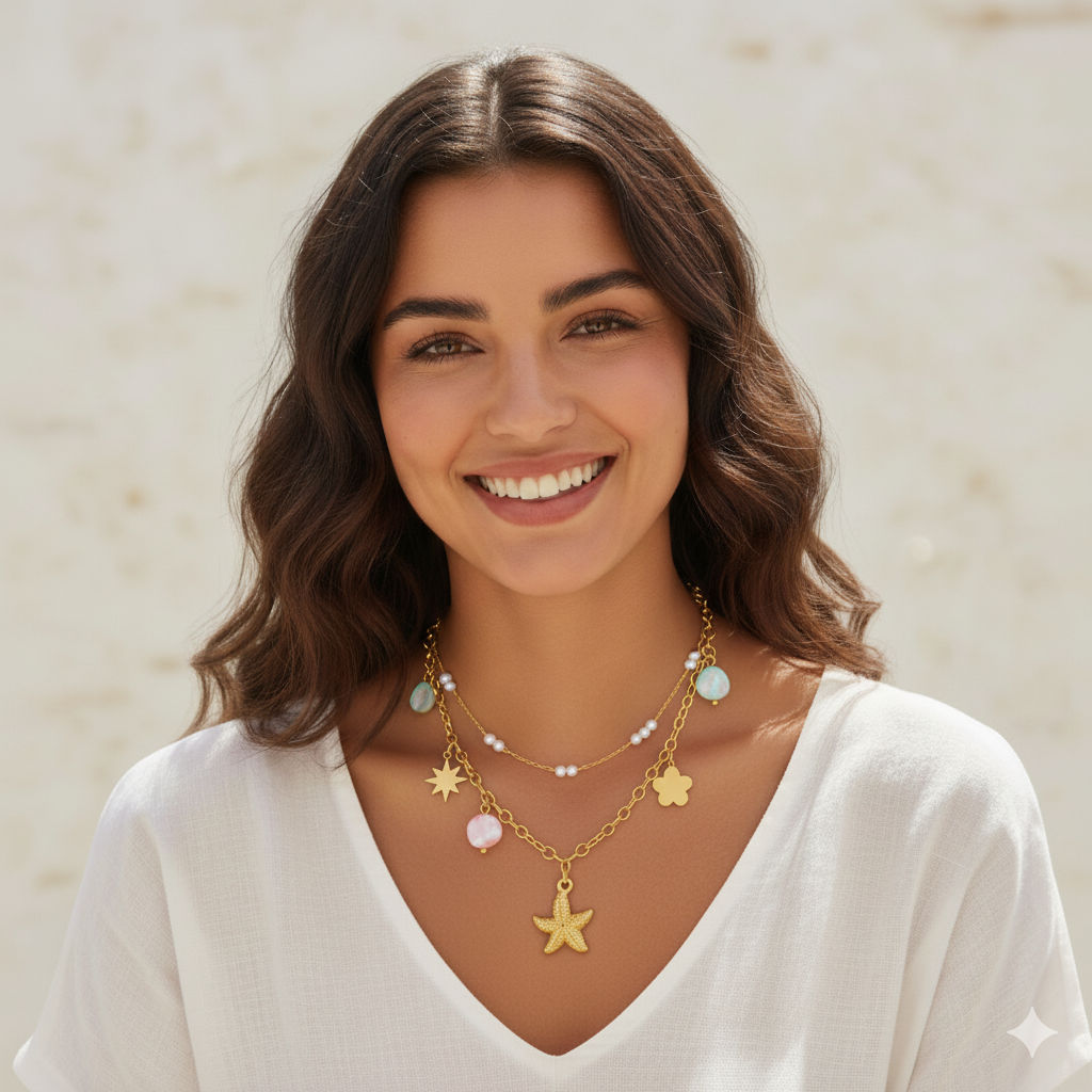 Aelia -  Chaîne Charms Fait main en acier inoxydable