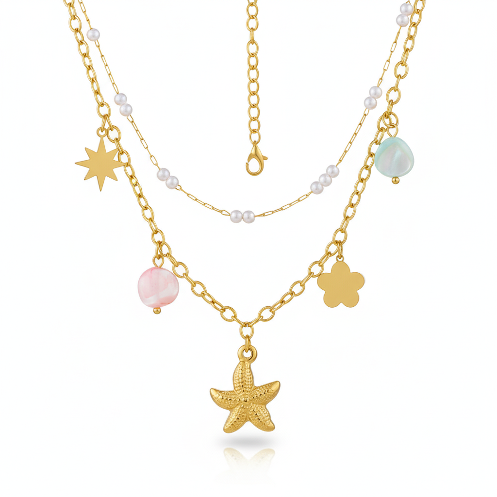 Aelia -  Chaîne Charms Fait main en acier inoxydable