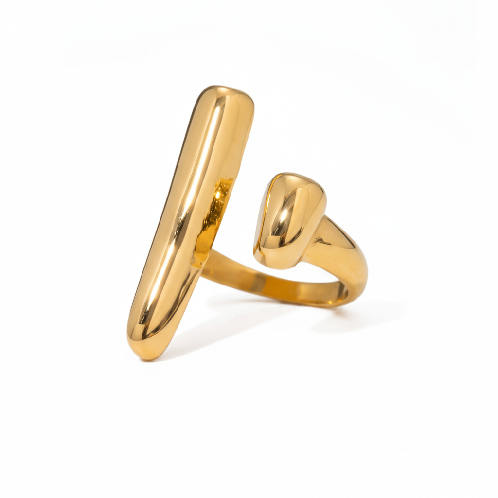 Bague Tendance en Acier Inoxydable Doré - Design Élégant et Moderne