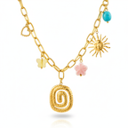 Alma-Collier Charms Fait Main en Acier Inoxydable