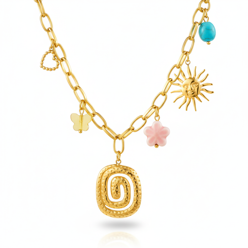 Alma-Collier Charms Fait Main en Acier Inoxydable