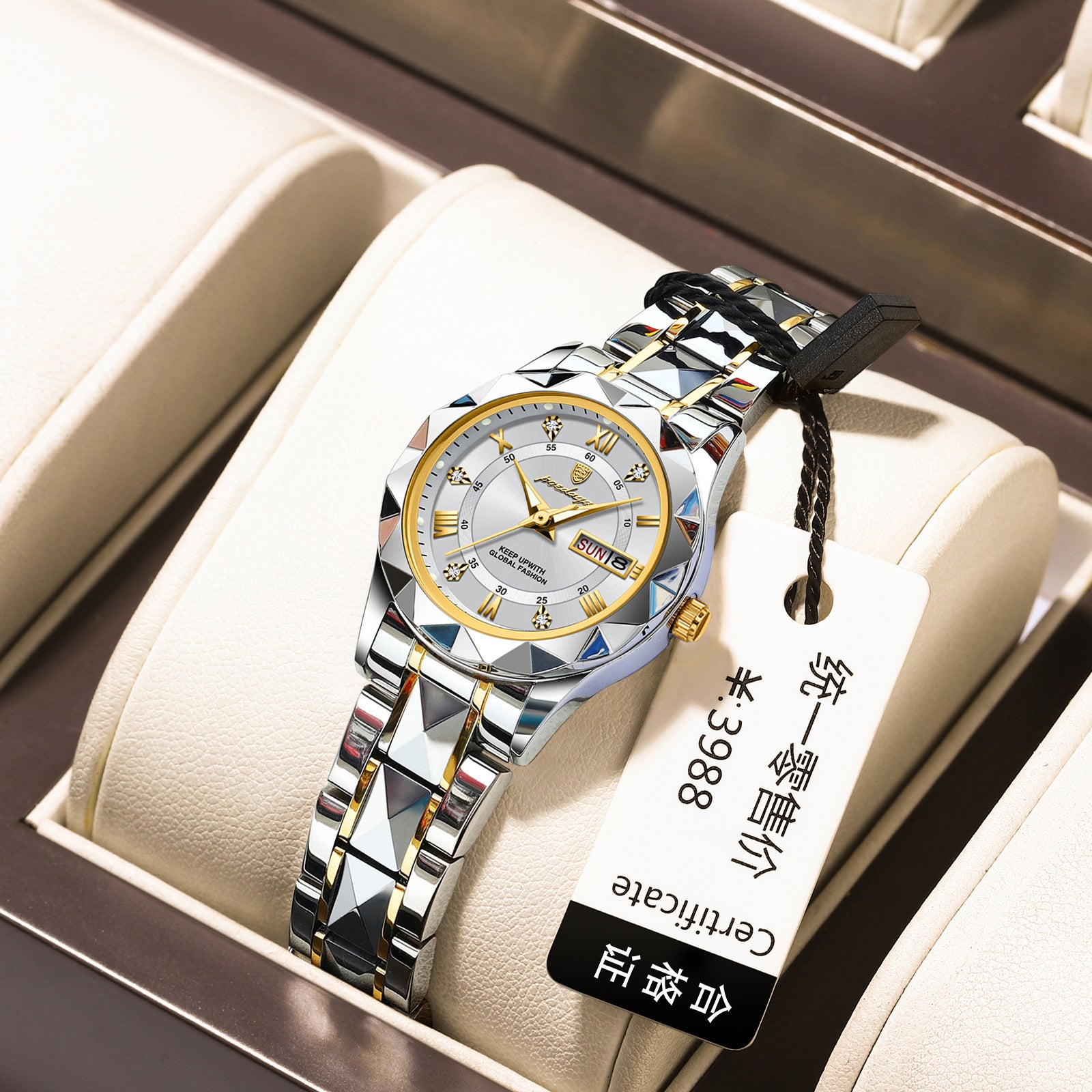 Montre Femme Suisse Étanche  POEDAGAR 306 Double Calendrier Quartz Lumineux