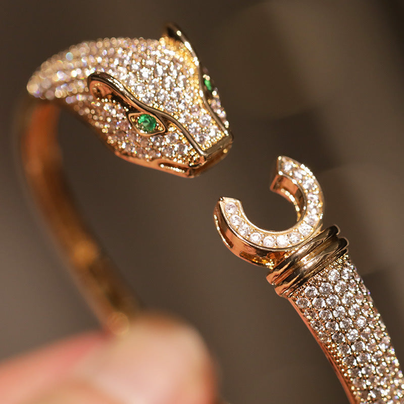 Bracelet Panthère Doré  Sertie de Cristaux