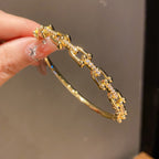 Bracelet Femme en Acier Inoxydable – Plaqué Or 18K avec Zircons Étincelants