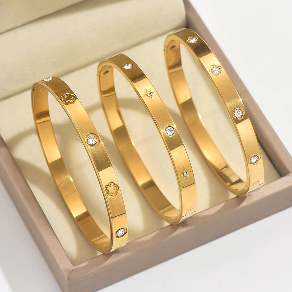 Bracelets Mode Chic  Acier Inoxydable Plaqué Or