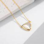 Parure Bijoux Femme Dorée – Collier, Bracelet & Bague avec Pierre Nacrée Triangle