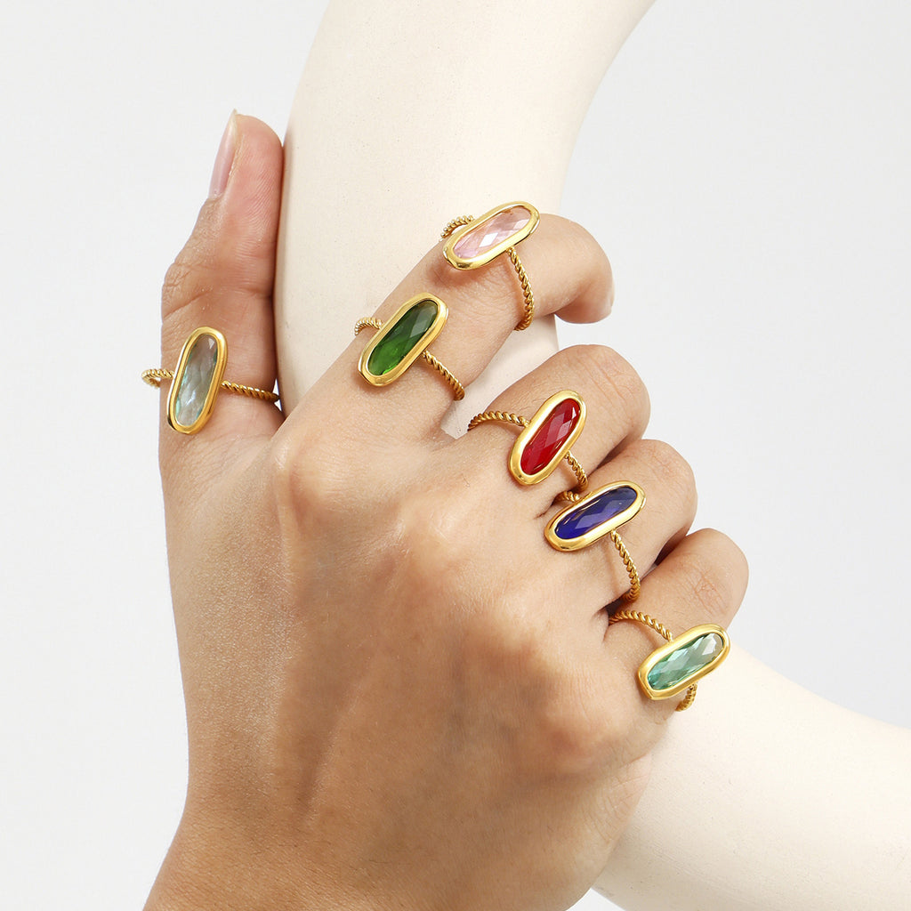 Enigma Bague Acier inoxydable doré avec cristal