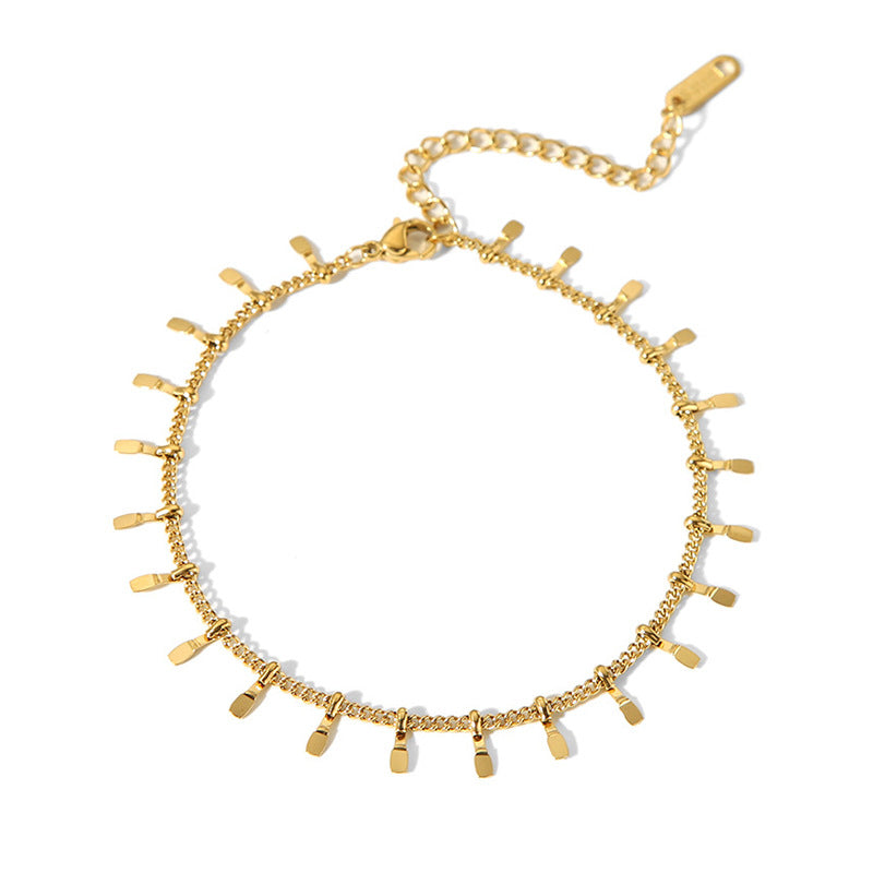 Bracelet à Pampilles en Acier Inoxydable Plaqué Or 18K  Chaîne Ajustable