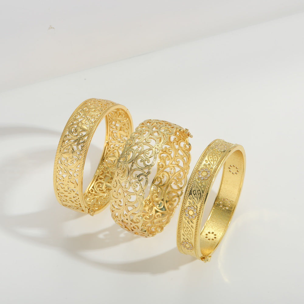 Bracelet Manchette Doré Ajouré Femme – Acier Inoxydable, Différents Modèles