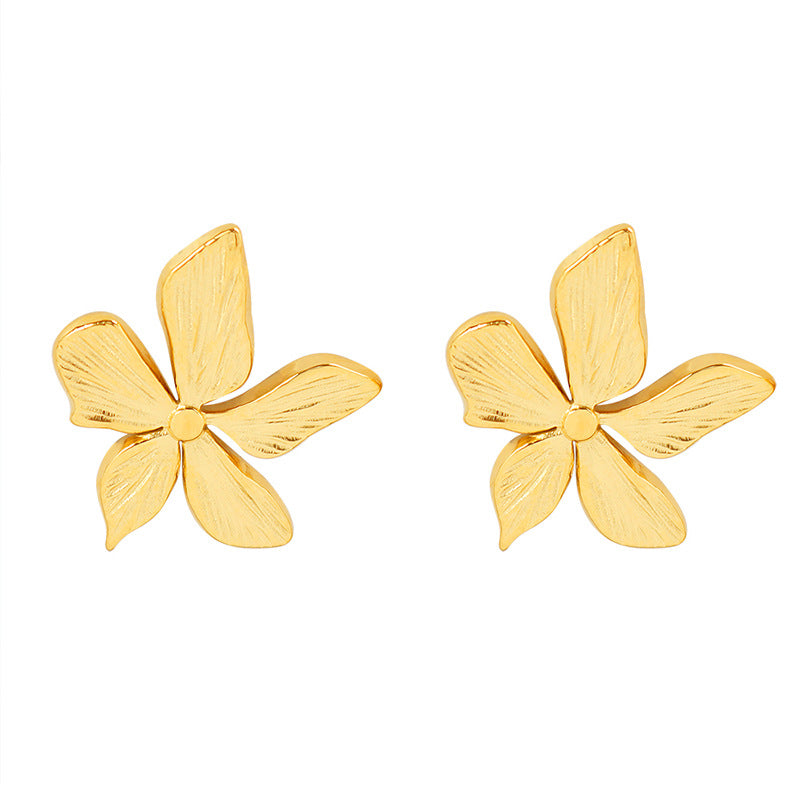 Boucles doreilles Fleur d4Or  Acier inoxydable doré, design floral élégant