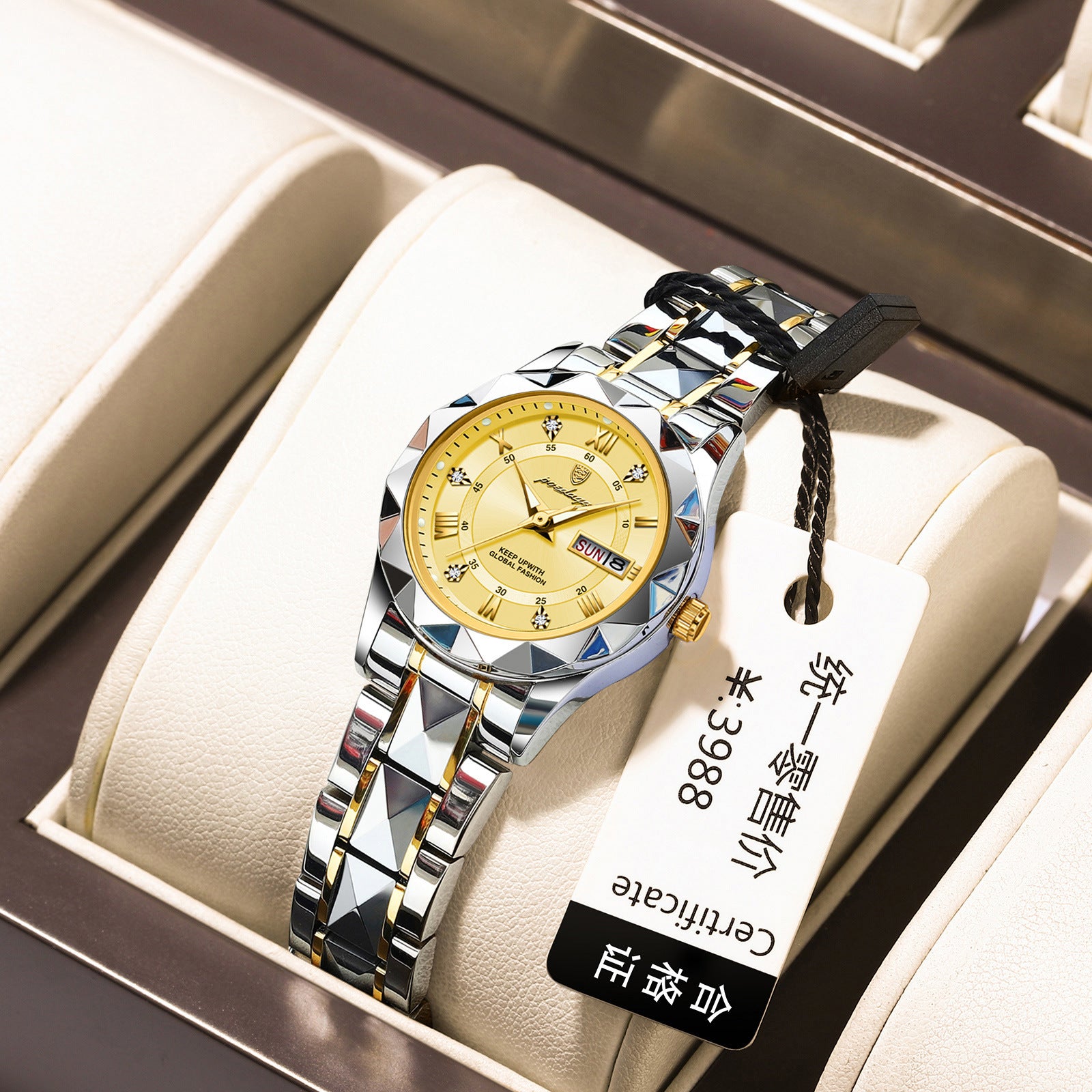 Montre Femme Suisse Étanche  POEDAGAR 306 Double Calendrier Quartz Lumineux