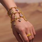 Bracelet Charms d'Or  Acier inoxydable doré et zircon, breloques cœur, papillon et ourson