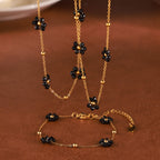 Set Bijou "Fleur Noire" : Collier et Bracelet