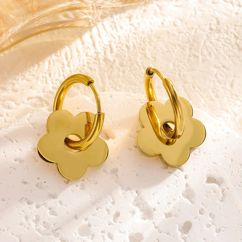 Flower Hoop   Set Collier, Bracelet & Boucles  A cier inoxydable Dorés