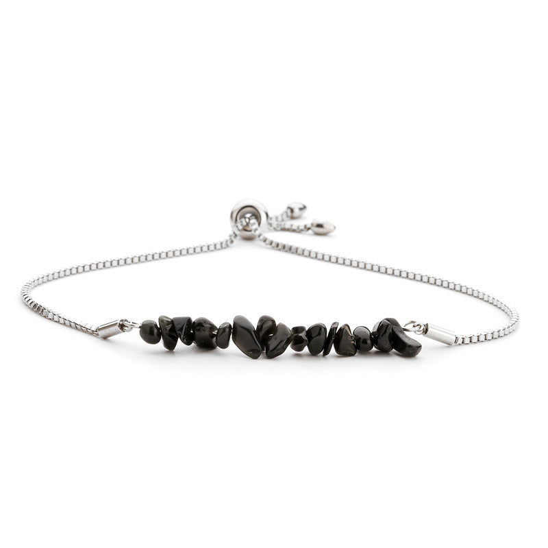 Bracelet pierres naturelles brutes  Acier inoxydable doré ajustable | Bijou énergétique & spirituel femme