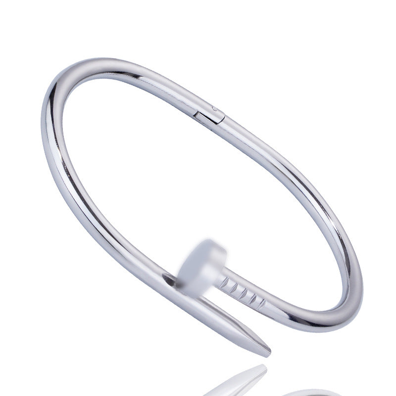 bracelet clou acier inoxydable argent