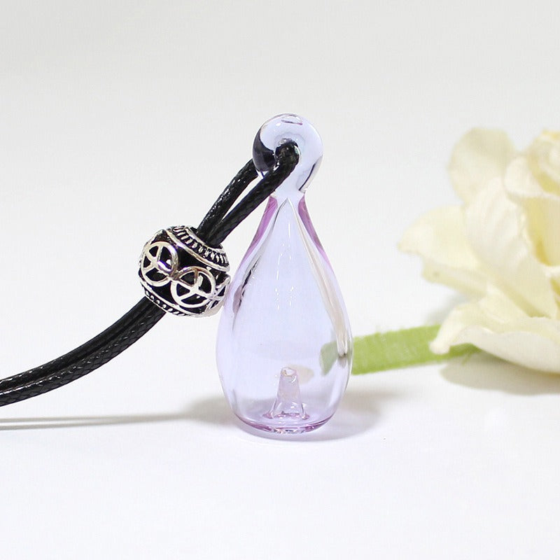 Collier diffuseur d'huiles essentielles en verre  Pendentif parfum élégant | Bijou bien-être & cadeau original