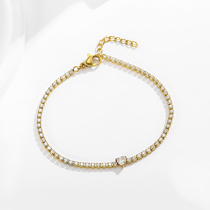 Parure Bijoux Femme  Collier, Bracelet & Boucles Cœur Zircon Doré 18K (Ensemble ou Séparés)