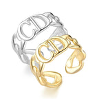 Bague en acier inoxydable ajustable dorée ou argentée