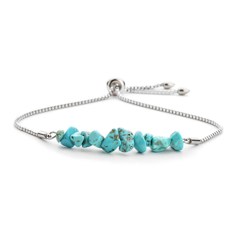 Bracelet pierres naturelles brutes  Acier inoxydable doré ajustable | Bijou énergétique & spirituel femme