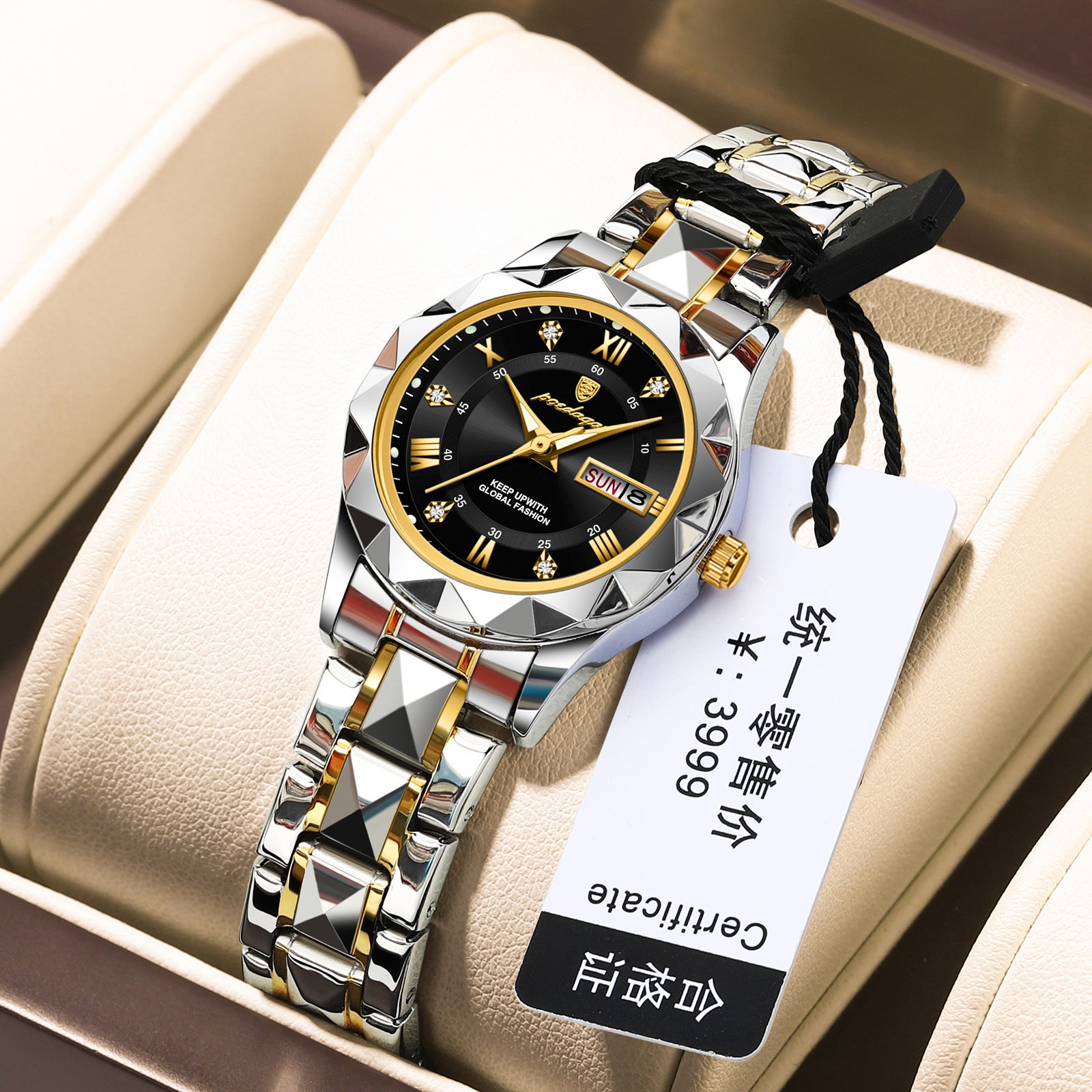 Montre Femme Suisse Étanche  POEDAGAR 306 Double Calendrier Quartz Lumineux