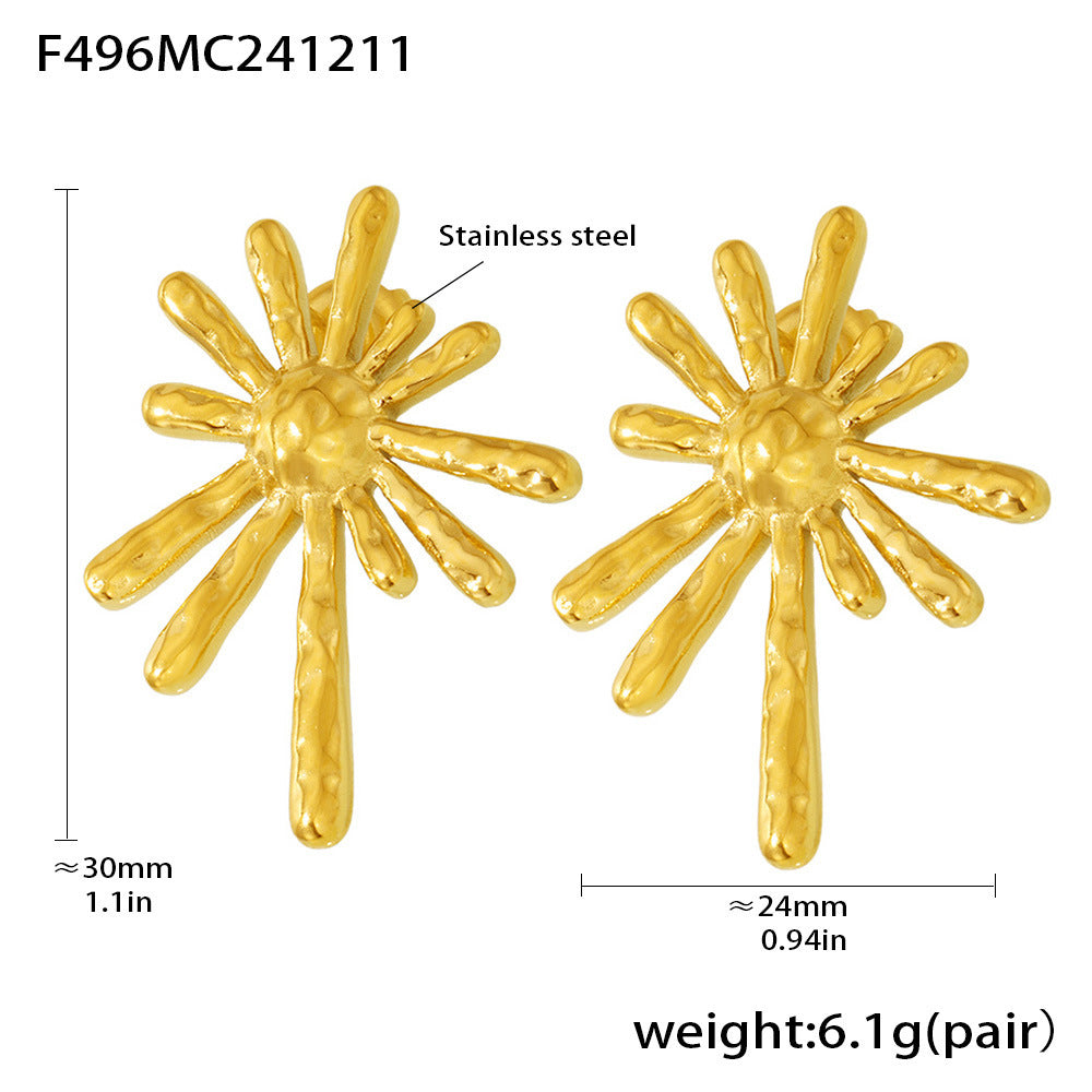 Boucles dOreilles Miri Sunray  Acier Inoxydable Plaqué Or 18K