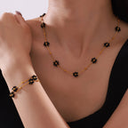 Set Bijou "Fleur Noire" : Collier et Bracelet