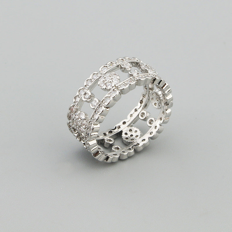 Bague Femme – Anneau Sertie de Pierres en Acier Inoxydable Doré, Argenté ou Or Rose