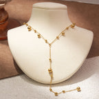 Collier long femme en acier   Chaîne gouttes multiples dorée ou argentée, style chic et tendance 18K