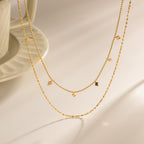 French light luxury niche design clavicle chain double stacked diamond sequin tassel necklace INS stainless steel necklace