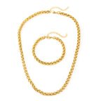 Parure Collier et Bracelet en Acier Inoxydable Doré  Maille Torsadée Unisexe