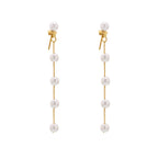 Boucles dOreilles Longues à Perles  Chaîne Dorée & Acier Inoxydable