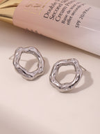 Bague Design Organique Argentée – Acier Inoxydable Ajouré Hypoallergénique