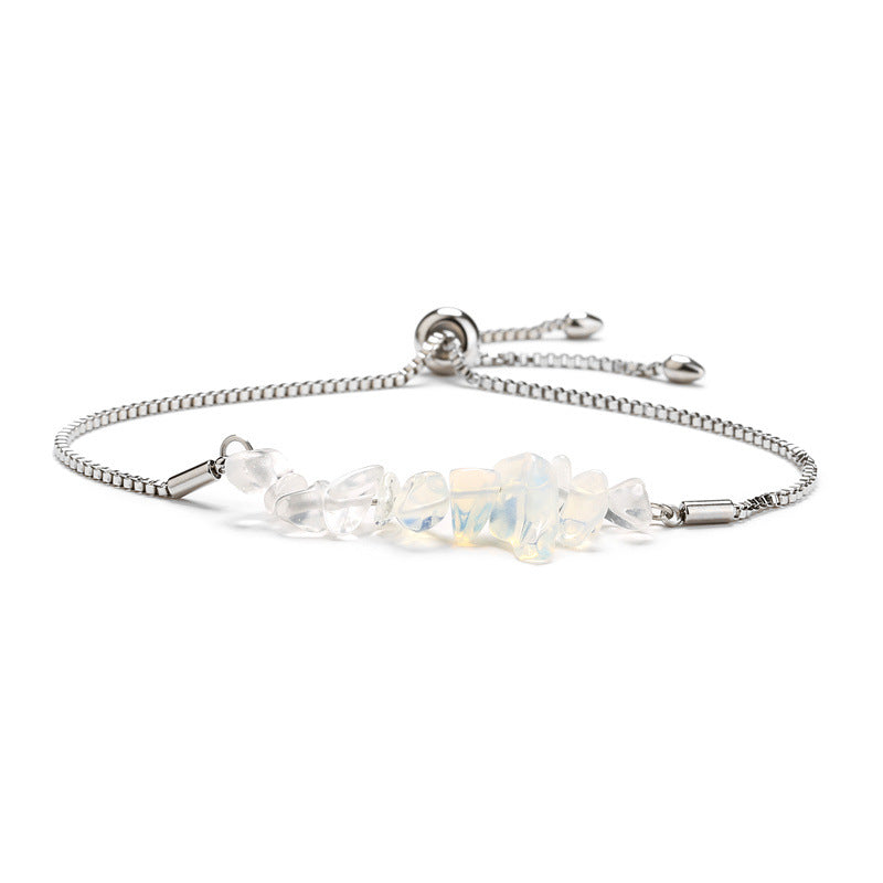 Bracelet pierres naturelles brutes  Acier inoxydable doré ajustable | Bijou énergétique & spirituel femme