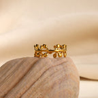 Bague femme feuillage ouverte  Acier inoxydable plaqué or ou argent