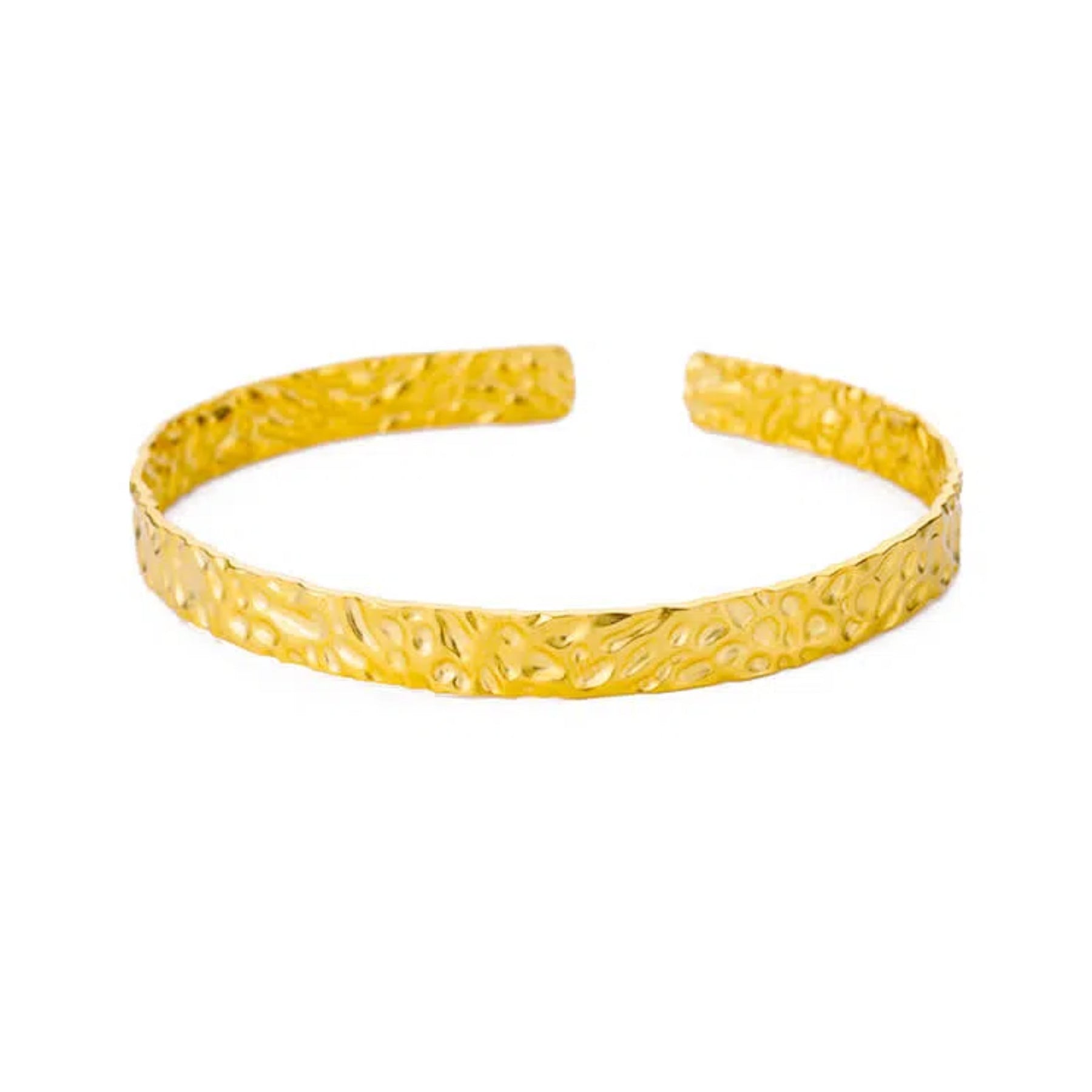 Bracelet Ouvert Vintage Français en Acier Inoxydable Texturé