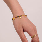 Parure en pierres naturelles et acier inoxydable doré