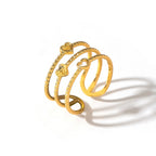 Bague Femme en Acier Inoxydable  Triple Anneau avec Cœurs Argenté ou Doré